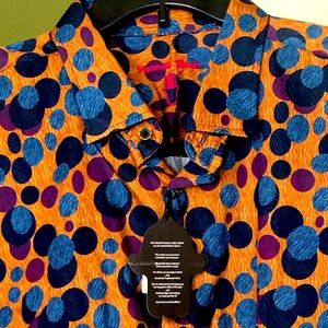 Visconti Black Men LS Geo Button Up Shirt Size 2XLB Retail $145.00 New With Tag